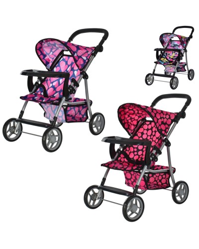 Візочок для ляльки 60,5х33х57 см прогулянковий з 4 колесами по 13 см, у коробці 30х50х14,5 см