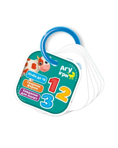 Гра настільна «Картки на кільці. Лічба. Ферма» з 24 карток, ТМ Vlady Toys