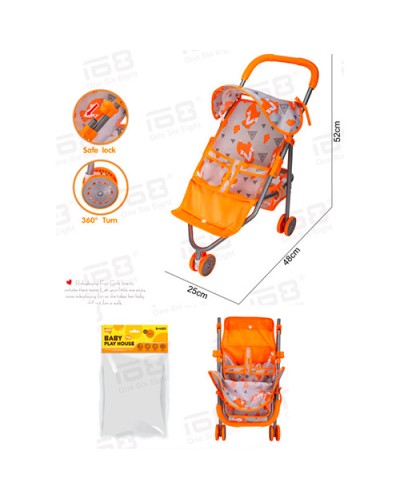 Коляска для ляльки 48х25х53 см металева прогулянкова, у пакеті 27х57х7 см