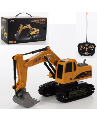 Екскаватор 26 см р/к 2,4G на акумуляторі зі світлом, USB та рухомими деталями, у коробці 26х15х14 см