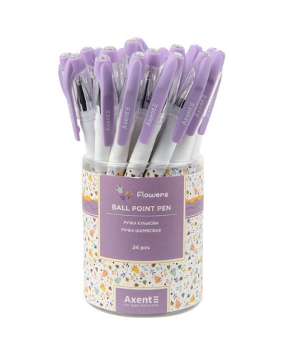 Ручка «Flowers» кулькова синя, ТМ Axent