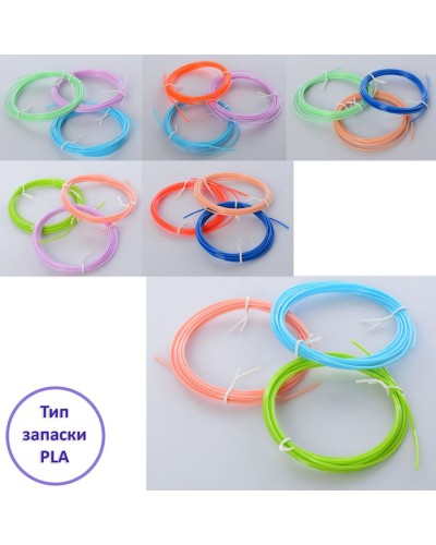 Пластик-запаска для 3D ручки PLA філамент, набір з 3 кольорів, в асортименті, у пакеті 10х10х2 см