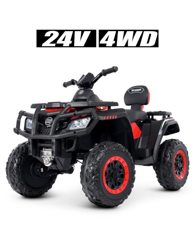 Квадроцикл р/к на акумуляторі 24V 7AH з 4 моторами 45W, музикою, світлом, колесами з EVA, шкіряним сидінням, червоний