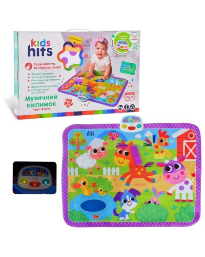 Дитячий килимок «Чудо-ферма» музичний, на батарейці, світло, тактильні елементи, Kids Hits