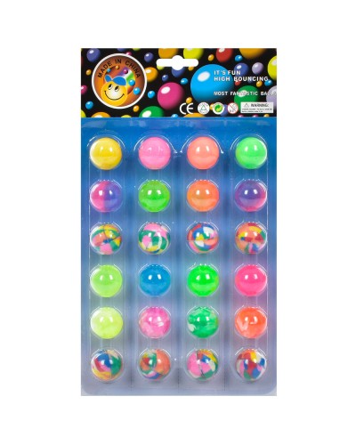 Стрибуни 3,2 см з каучуку, в асортименті, 24 шт на планшетці 32х18,5х3,5 см