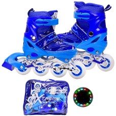 Ролики, M (34-37), металева рама, колеса PU 1, світло, сині