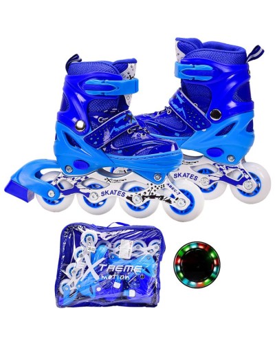 Ролики, M (34-37), металева рама, колеса PU 1, світло, сині