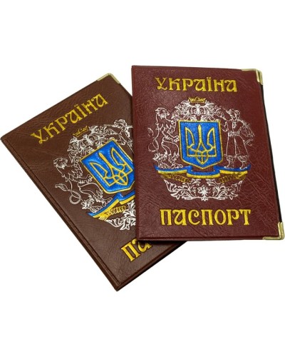 Обкладинка на паспорт України «Козак» 95х135 мм шкірзам ТМ Tascom