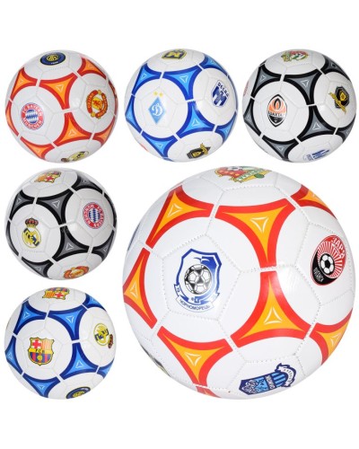 М'яч футбольний з емблемою, розмір 5, ПВХ 1,6 мм, 2 шари, 32 панелі вагою 300-320 г, в асортименті