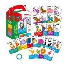 Гра розвиваюча «Академія розвитку. Картки на кільці. Відгадайки. Тварини лісу та ферми» на 20 карток 8х20 см, ТМ Vladi Toys