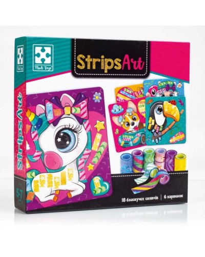 Набір для творчості «Strips Art. Щасливі мордочки» з 6 картинок та 18 скотчів, у коробці 22х5х21, ТМ Vlady Toys