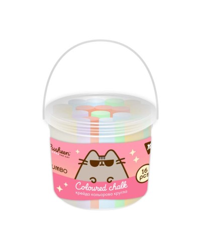 Крейда «Pusheen» JUMBO на 7 кольорів 16 шт у відрі, ТМ Yes