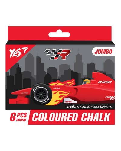 Крейда «Race legend» JUMBO, кольорова, 6 шт, ТМ YES