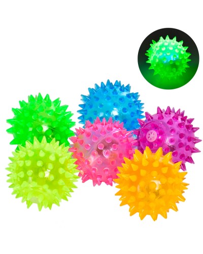 М'яч 6,5 см, масажний, пищалка, світло, в асортименті, у пакеті 38,5х26х6 см