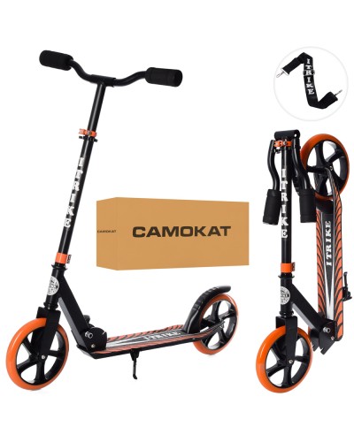 Самокат, алюм.+сталь, 2-кол., ПУ 200 мм, кермо 87-96 см, підніжка 30-11 см, підстав., скл., помаранч