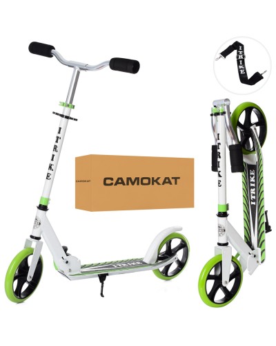 Самокат, алюм.+сталь, 2-кол., ПУ 200 мм, кермо 87-96 см, підніжка 30-11см, підстав, склад., зелений