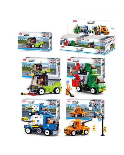 Конструктор «Транспорт» від 118 деталей з фігуркою, в асортименті, у дисплеї 48х15х19 см, SLUBAN