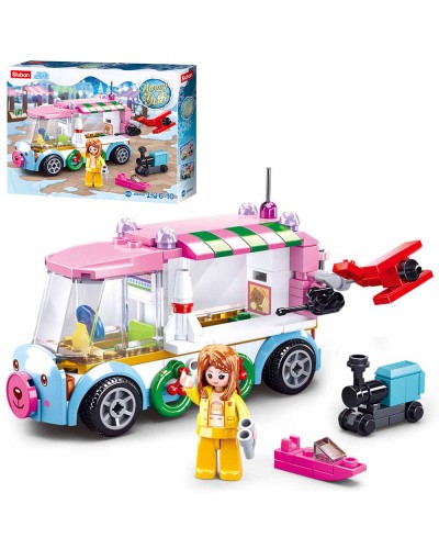 Конструктор «Станція» на 143 деталі з транспортом та фігуркою, у коробці 24х19х4,5 см, SLUBAN