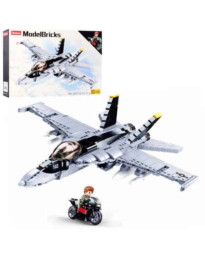 Конструктор «Військовий літак» 41,4 см на 682 деталі, у коробці 52х33х7 см, SLUBAN