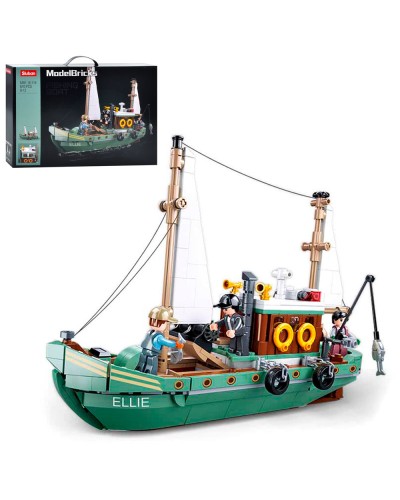 Конструктор «Рибальський човен» із 610 деталей та фігурки, у коробці 47,5х33х7 см, SLUBAN