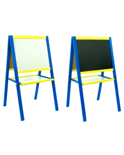 Мольберт двосторонній 60х40х100см для крейди і магнітів, жовто-синій, ТМ Умняшка