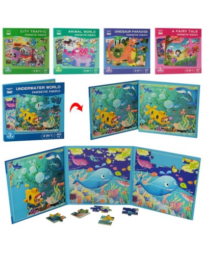Дерев'яна іграшка «Пазли», 2 в 1, магнітні, 40 деталей, альбом, в асортименті, в пакеті 17,5х17,5х2