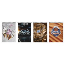 Блокнот А5 на 80 аркушів у клітинку на спіралі зверху з картонною обкладинкою, №1573, ТМ Brisk