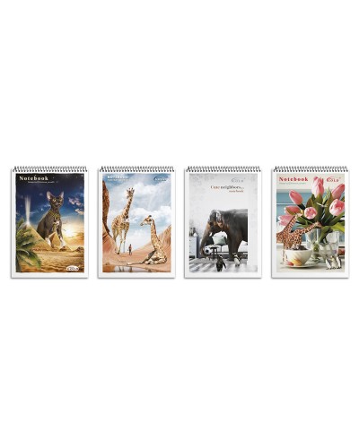 Блокнот А6 на 80 аркушів у клітинку на спіралі зверху з картонною обкладинкою, в асортименті, №6772, ТМ Gold Brisk