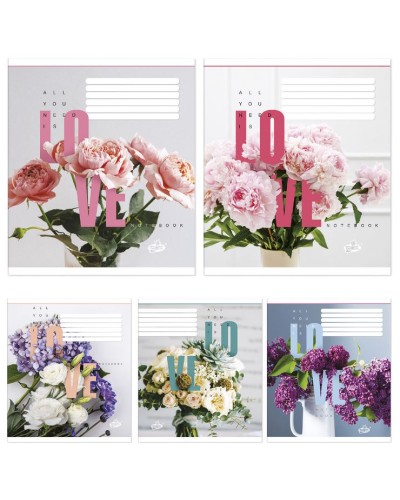 Зошит на 12 аркушів у клітинку «Улюблена квітка», №2370, ТМ Brisk