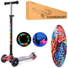 Самокат «MAXI», сталь+пласт., 3-кол., ПУ, 2 пер. 120 мм, світло, кермо 78-88 см, підніжка 31-14 см