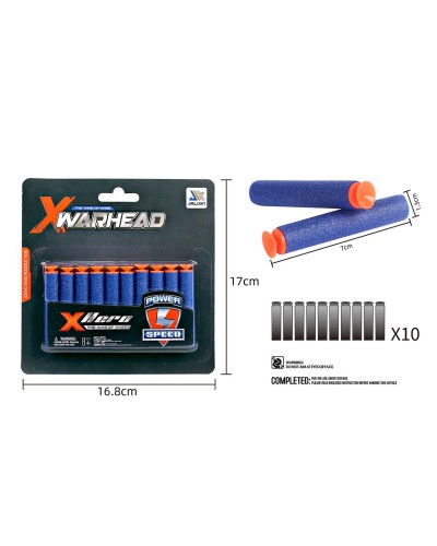 Іграшкові поролонові снаряди у наборі, на планшетці 17х1,5х17 см