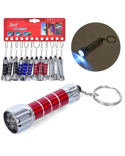 Ліхтарик-брелок 7,2 см зі світлом, на батарейці, в асортименті,12 шт на листі 19х18х2 см