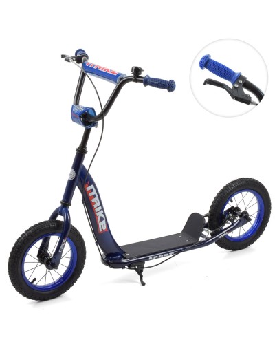 Самокат підлітковий, сталь, 2-колісний, гума, 12 д, підніжка 28-11см, ручне гальмо, синій