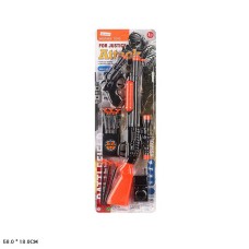 Зброя, пістолет+автомат, 6 снарядів на присосці, приціл, рація, на планшетці 58х18 см