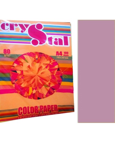 Папір кольоровий, А4, 100 аркушів, 80 г/м, інтенсив фіолет, CRYSTAL COLOR PAPER