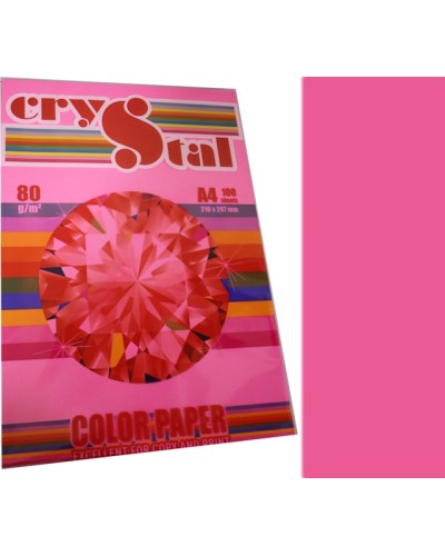 Папір кольоровий А4 на 100 аркушів 80 г/м2, неон малиновий, CRYSTAL COLOR PAPER