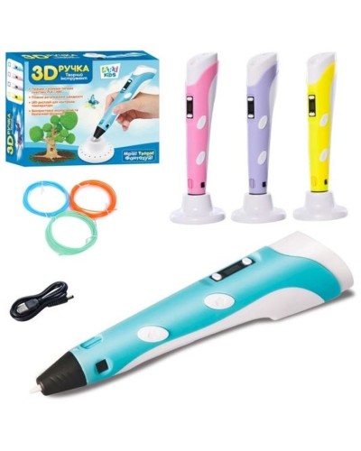 3D-ручка 19 см з філаментом PLA та USB-шнуром, в асортименті, у коробці 21х16,5х6 см