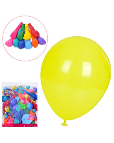 Кульки надувні, 25 см, матові, в асортименті, по 50 шт в пакеті