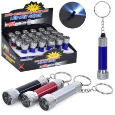 Ліхтарик-брелок 7 см зі світлом та лазером, на батарейці, в асортименті, 24 шт у дисплеї 16х11х7 см