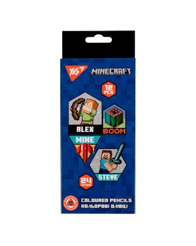 Олівці кольорові «Minecraft» двосторонні на 24 кольори, ТМ Yes