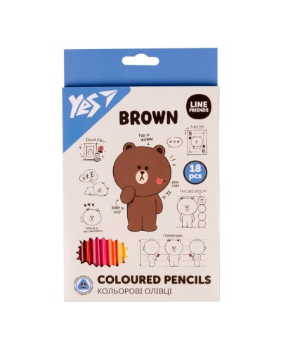 Олівці кольорові «Line Friends», 18 кольорів, ТМ YES