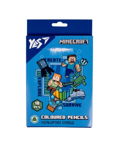 Олівці кольорові «Minecraft» на 18 кольорів, ТМ Yes