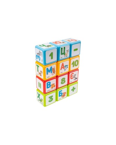 Кубики «Абетка + арифметика» з 12 елементів, у пакеті 23х16,5х5,5 см, ТМ Технок