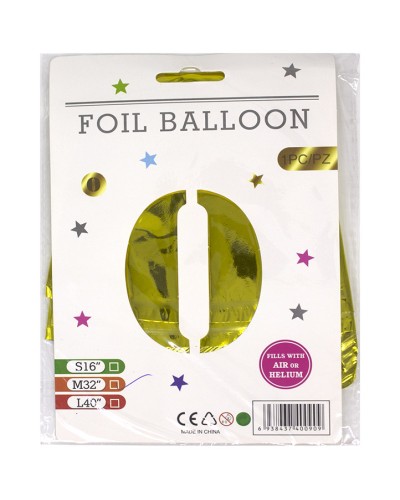 Кульки фольговані «Цифра 0» 82 см золото, ТМ Leader