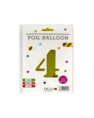 Кульки фольговані «Цифра 4» 82 см золото, ТМ Leader