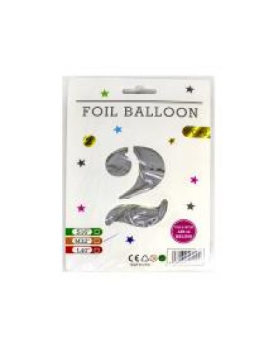 Кульки фольговані «Цифра 2» 82 см срібло, ТМ Leader