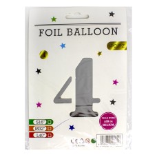 Кульки фольговані «Цифра 4» 82 см срібло, ТМ Leader