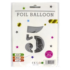 Кульки фольговані «Цифра 5» 82 см срібло, ТМ Leader