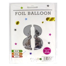 Кульки фольговані «Цифра 8» 82 см срібло, ТМ Leader