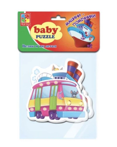 Пазли м`які «Машини-помічники» з 16 елементів, у пакеті 16х28 см, ТМ Vlady Toys